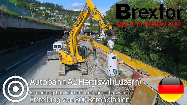 Autobahn Hergiswil A2 - Kappen von Bohrpfählen